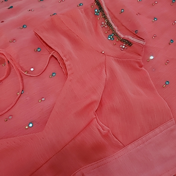 Beautiful crimson Red crape saree - Picture 10 of 15